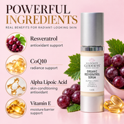 Glimmer Goddess® Organic Skin Care Organic Resveratrol Serum – Instant Firming Serums Misty Rose 1 oz.