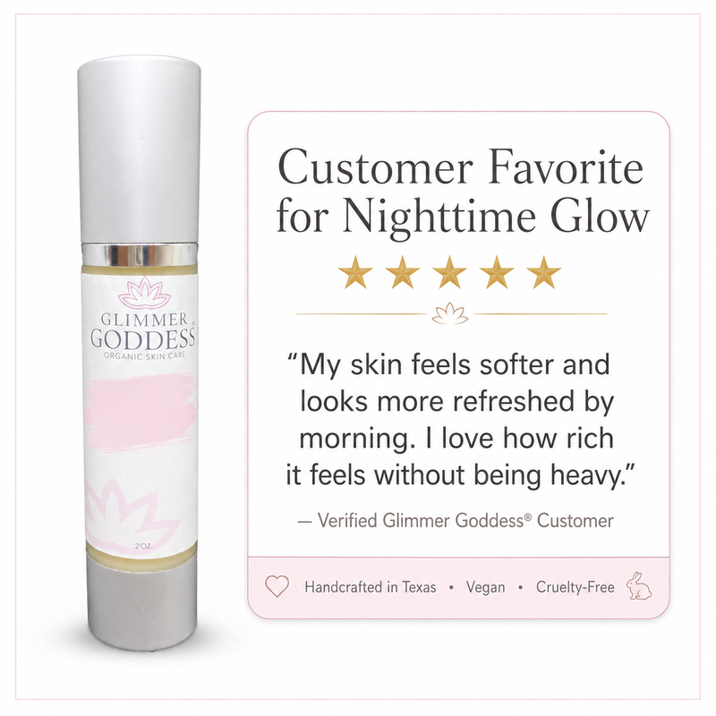 Glimmer Goddess® Organic Skin Care Organic Vitamin A Microcaps Night Cream – Brightening Anti-Aging Treatment Moisturizers White Smoke