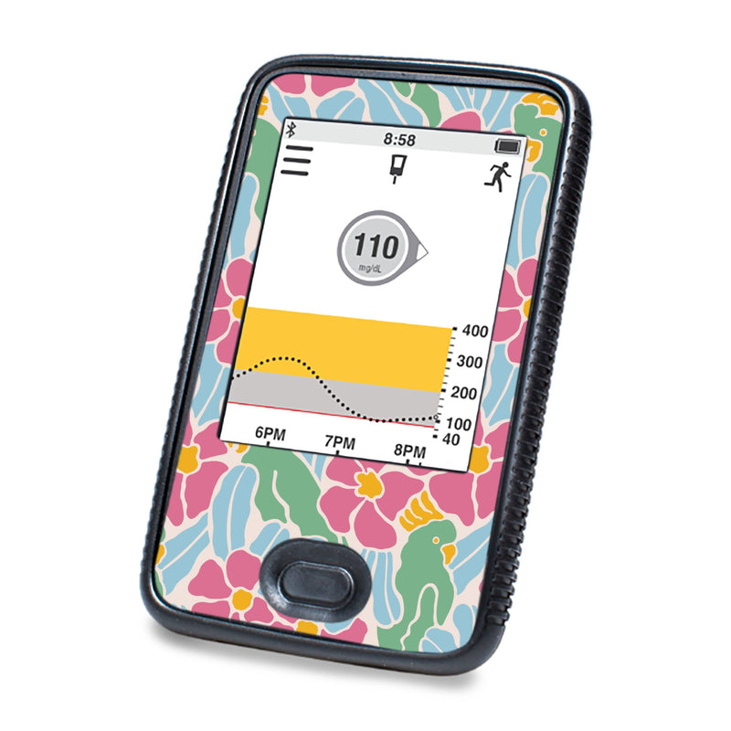 Peelz Retro Parrots DEXCOM G6 Touchscreen Receiver Peelz/Stickers White Smoke