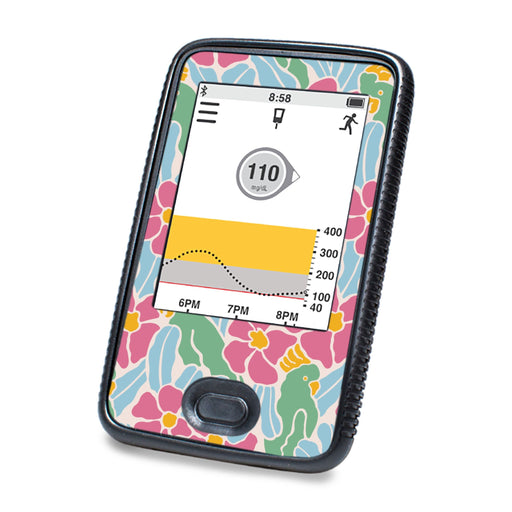 Peelz Retro Parrots DEXCOM G6 Touchscreen Receiver Peelz/Stickers White Smoke
