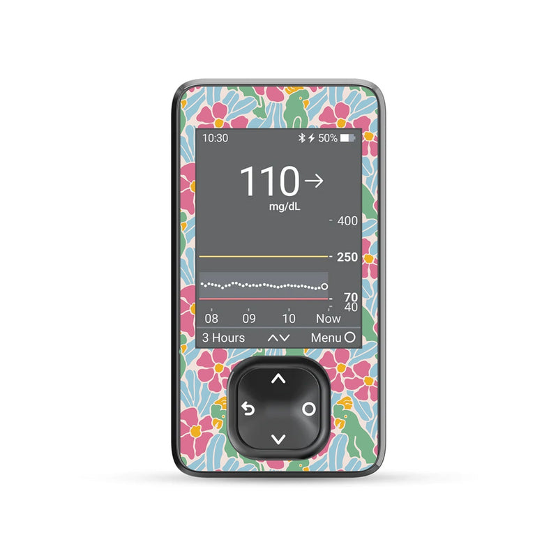 Peelz Retro Parrots DEXCOM G7 and Stelo Touchscreen Receiver Peelz/Stickers Dim Gray