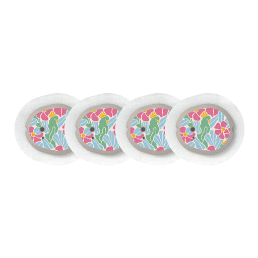 Peelz Retro Parrots Designed for the DEXCOM G7 and Stelo Transmitter Peelz/Stickers White Smoke 4-pack (Set of 4 Stickers)