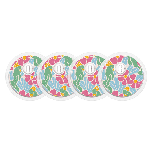 Peelz Retro Parrots Designed for the FreeStyle Libre 3 Plus & Lingo  Sensor Peelz/Stickers White Smoke 4-pack (Set of 4 Stickers)