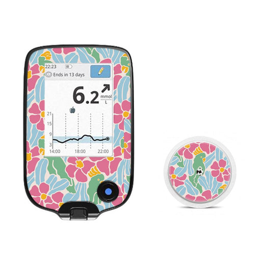 Peelz Retro Parrots Freestyle Libre 2 Peelz/Stickers White Smoke Receiver + Sensor,Sensor Only