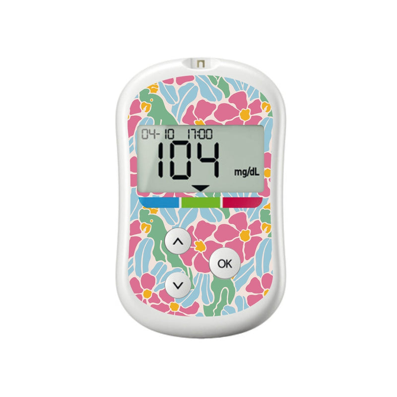 Peelz Retro Parrots for OneTouch Verio Flex Glucometer Peelz/Stickers White Smoke