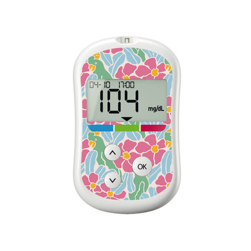 Peelz Retro Parrots for OneTouch Verio Flex Glucometer Peelz/Stickers White Smoke