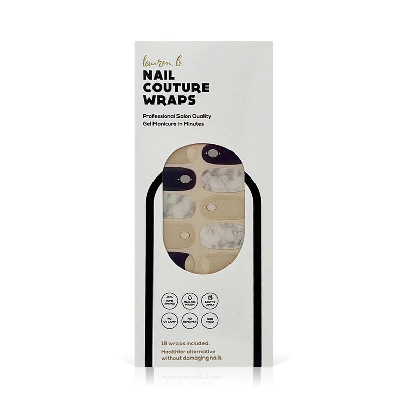 laurenbbeauty Reverse French Navy & Nude Marble Gel Nail Wrap Nail Art Kits & Accessories Light Gray