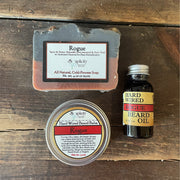 Soaplicity Bearded Trio Gift Set with Hard Wired Beard Oil, Balm, & Body Soap Bar Bundles Dim Gray Alchemy Beard Oil, Balm & Soap Gift Set,Primal Beard Oil, Balm & Soap Gift Set,Redwood Beard Oil, Balm & Soap Gift Set,Rogue Beard Oil, Balm & Soap Gift Set,Rugged Beard Oil, Balm & Soap Gift Set,Voodoo Beard Oil, Balm & Soap Gift Set