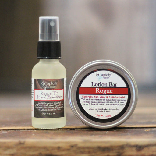 Soaplicity Extreme Immune Support Pack with Rogue T2 Hand Sanitizer Spray & Rogue Lotion Bar Bundles Rosy Brown