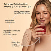 Root'd Advanced Daily Nutrition - Formulated for Her Multivitamin Peach Puff 15 Pack,30 Pack,60 Pack,90 Pack,His & Her Bundle-30 Hers + 30 His