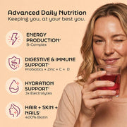 Root'd Advanced Daily Nutrition - Formulated for Her Multivitamin Peach Puff Raspberry-Acai / 15 Pack,Raspberry-Acai / 30 Pack,Raspberry-Acai / 60 Pack,Raspberry-Acai / 90 Pack,Raspberry-Acai / His & Her Bundle-30 Hers + 30 His,Bright-Strawberry / 15 Pack,Bright-Strawberry / 30 Pack,Bright-Strawberry / 60 Pack,Bright-Strawberry /