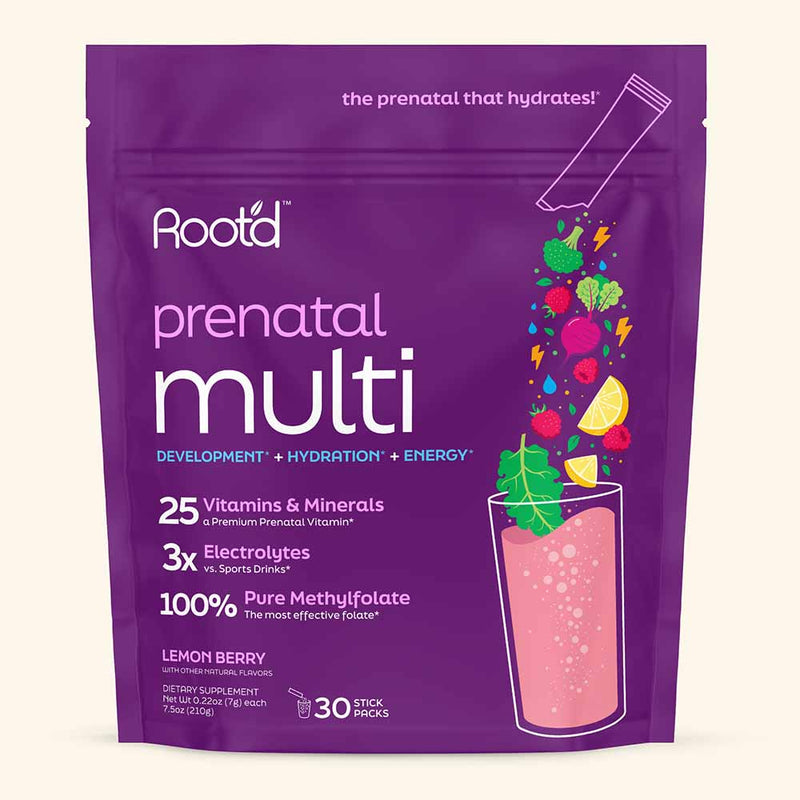 Root'd Essential Prenatal Nutrition + Electrolytes Prenatal Dark Slate Blue Lemon-Berry / 15 Pack,Lemon-Berry / 30 Pack,Lemon-Berry / 60 Pack,Lemon-Berry / 90 Pack,Lemon-Berry / Mom & Dad Bundle-30 Prenatal + 30 His