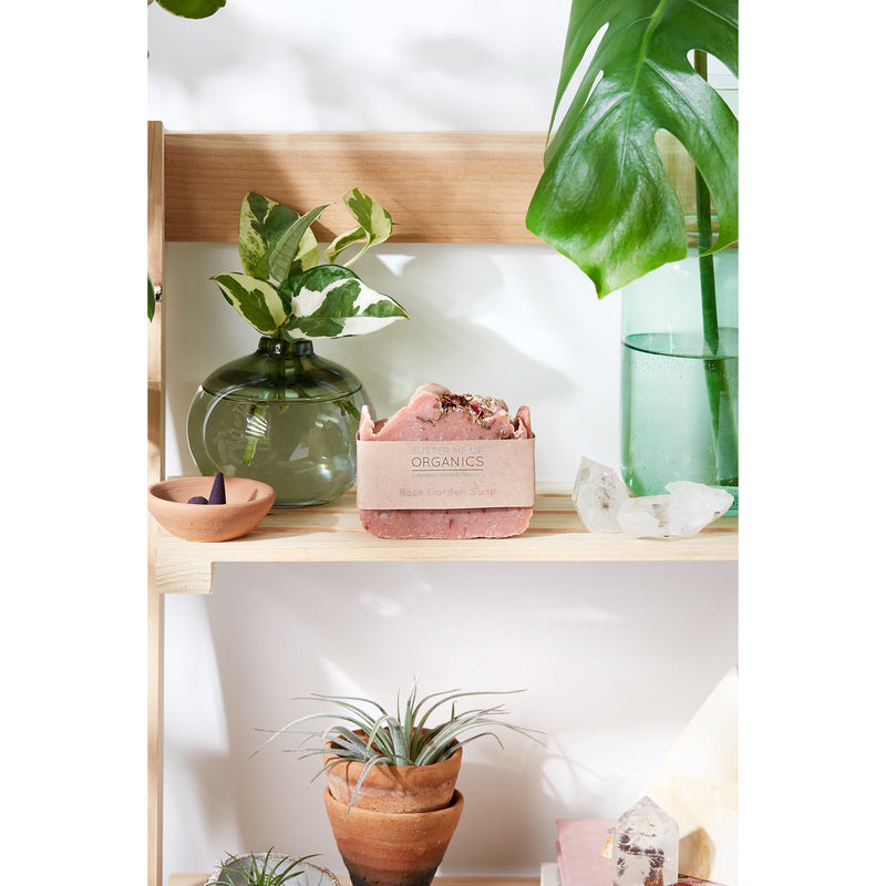 Butter Me Up Organics Rose Garden Organic Soap / Vegan Soap / Palm Free Soap, Gifts Light Gray Rose Garden Soap,Rose Garden Soap + Stained Wood Bamboo Soap Dish
