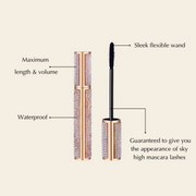EpiLynx Mega Volume Vegan Mascara Black and Blue – Smudge-Proof with Handmade Diamond Case Misty Rose Blue,Black