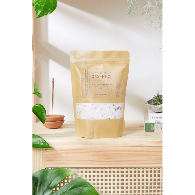 Butter Me Up Organics Organic Rose Salt Soak / Epsom Salt Soak / Pink Himalayan Sea Salt / Rose Absolut / Spa Gift / Butter Me Up Organics Bath Light Gray
