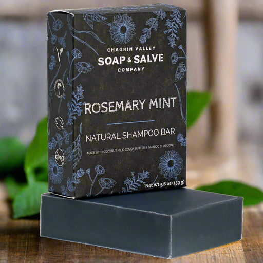 Chagrin Valley Soap & Salve Shampoo Bar: Rosemary Mint Charcoal Shampoo Bar Dark Slate Gray Full Bar 5.6 oz