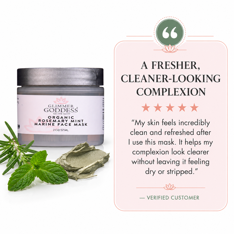 Glimmer Goddess® Organic Skin Care Organic Rosemary Mint Algae Face Mask for Acne & Rosacea Masks & Peels White Smoke