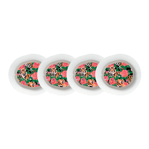 Peelz Rosey Tigers Designed for the DEXCOM G7 and Stelo Transmitter Peelz/Stickers White Smoke 4-pack (Set of 4 Stickers)