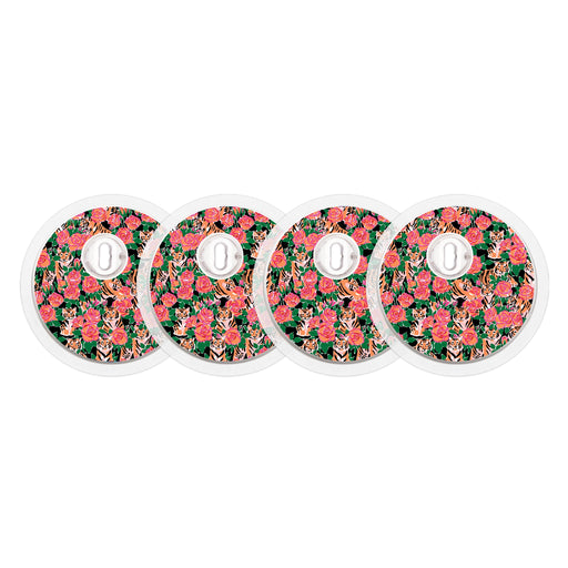 Peelz Rosey Tigers Designed for the FreeStyle Libre 3 Plus & Lingo  Sensor Peelz/Stickers White Smoke 4-pack (Set of 4 Stickers)