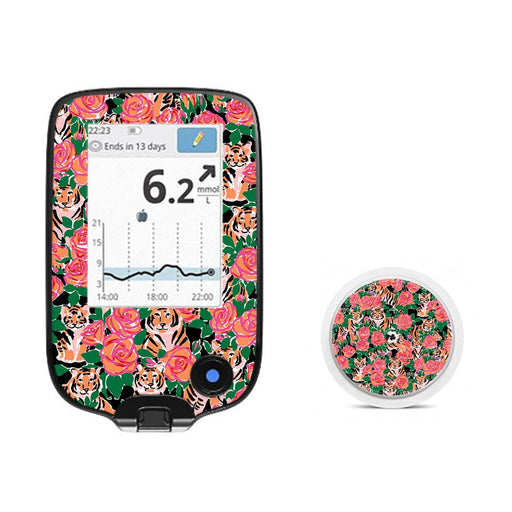 Peelz Rosey Tigers Freestyle Libre 2 Peelz/Stickers White Smoke Receiver + Sensor,Sensor Only