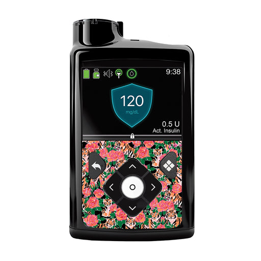 Peelz Rosey Tigers for Medtronic MiniMed 770G & 780G Peelz/Stickers Black Whole System Peelz (front back + clip),Front Peelz,Back and Clip Peelz