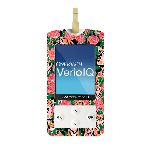 Peelz Rosey Tigers for OneTouch Verio IQ Glucometer Peelz/Stickers White Smoke