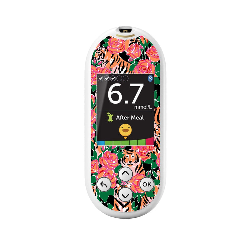 Peelz Rosey Tigers for OneTouch Verio Reflect Glucometer Peelz/Stickers White Smoke