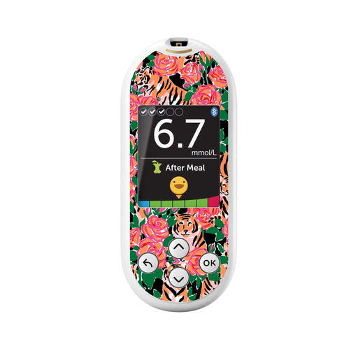 Peelz Rosey Tigers for OneTouch Verio Reflect Glucometer Peelz/Stickers White Smoke