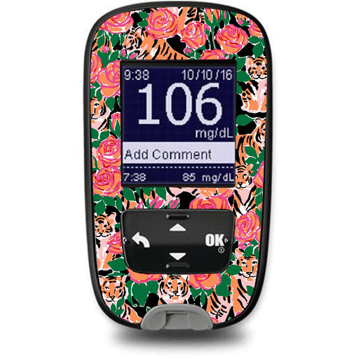 Peelz Rosey Tigers for the Accu-Chek Guide Glucometer Peelz/Stickers White Smoke