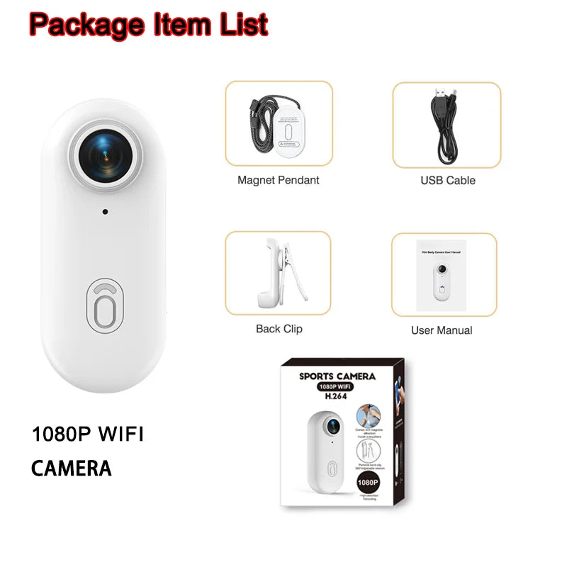 SmartPursue™ 4K Mini Vlog Camera with WiFi Mini Camera White Smoke FHD 1080P (WH-Lite) / With 64G TF Card,FHD 1080P (WH-Lite) / With 128G TF Card,FHD 1080P (WH-Lite) / NO TF Card,FHD 1080P (WH-Lite) / With 32G TF Card