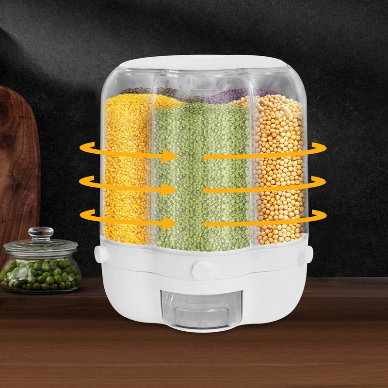 SmartPursue™ 6-Grid Rotating Food Dispenser Food Dispensers Black White