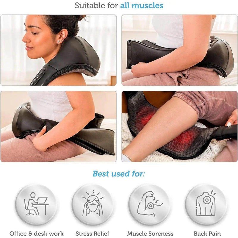 SmartPursue™ Heated Shiatsu Back and Neck Massager Massagers White Smoke Black / US Plug,Black / EU Plug,Black Gray / US Plug,Black Gray / EU Plug
