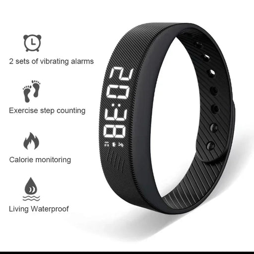SmartPursue™ LED Digital Smart Bracelet Vibrating Alarm Clock Waterproof Clock Smart bracelet White Smoke LST5C-D