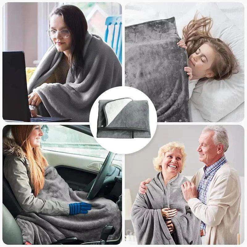SmartPursue™ USB Electric Heated CozyGlow Heated Wrap Wearable Heated Blanket Gray Grey / 150x80cm,Maple Leaf Red / 150x80cm,Apricot / 150x80cm,Coffee / 150x80cm,Green / 150x80cm,Red and Power Bank / 150x80cm,Khaki & Power Bank / 150x80cm,Coffee & Power Bank / 150x80cm,Green and Power Bank / 150x80cm