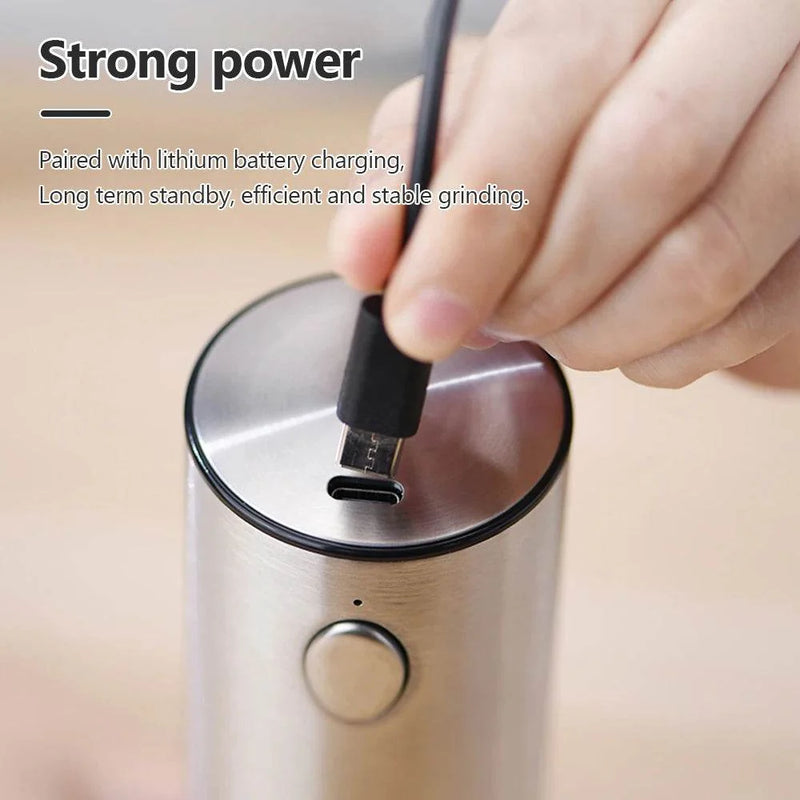 SmartPursue™ Rechargeable Electric Pepper Grinder – Adjustable Spice Mill Spice Grinders Light Gray 1Pcs Plastic shell,1pcs,set,1Set Plastic shell