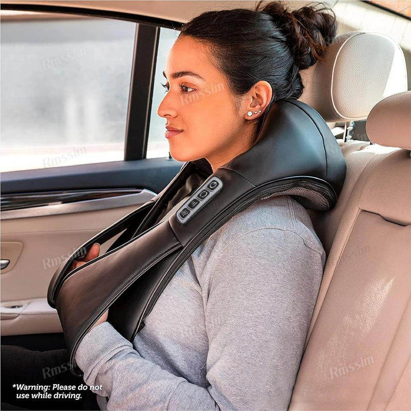 SmartPursue™ Heated Shiatsu Back and Neck Massager Massagers Light Gray Black / US Plug,Black / EU Plug