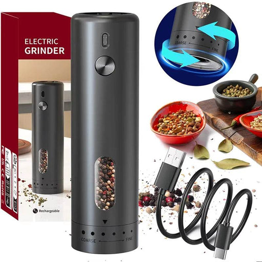 SmartPursue™ Rechargeable Electric Pepper Grinder Spice Grinders White Smoke 1PCS,2PCS With Base