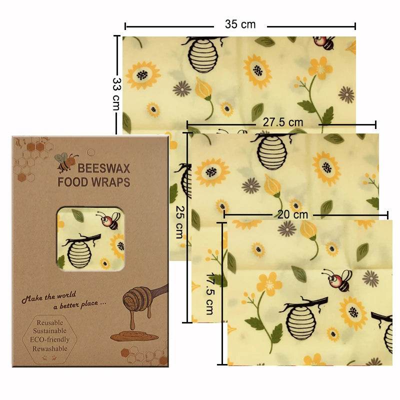 SmartPursue™ Eco-Friendly Reusable Food Wraps beeswax food wraps White Smoke 1 Set 3 sizes No.018
