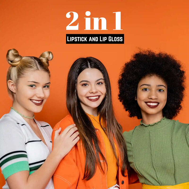 Prolux Cosmetics 2-in-1 Lipstick and Lip Gloss Combo Chocolate 1,2,3,4,5,6