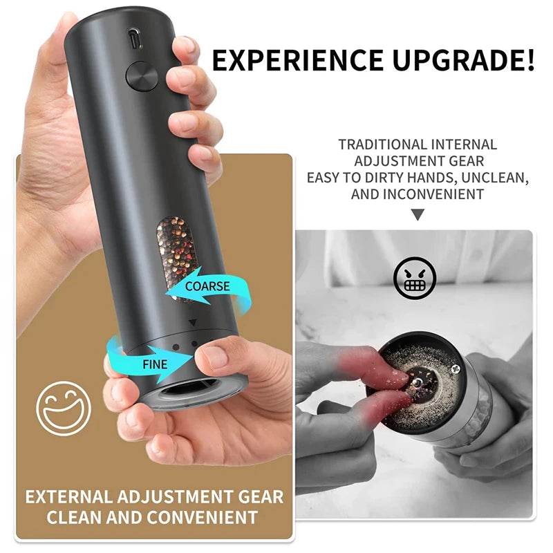 SmartPursue™ Rechargeable Electric Pepper Grinder Spice Grinders White Smoke 1PCS,2PCS With Base