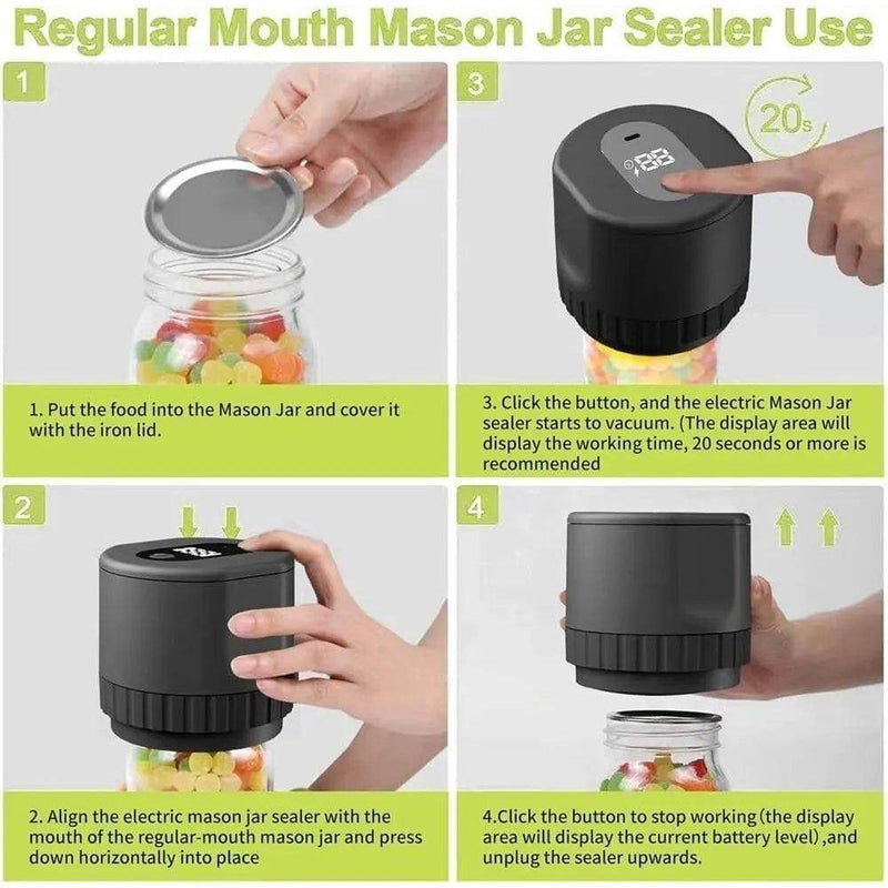 SmartPursue™ Vacuum Sealing Machine Mason Jar Vacuum Sealer Electric Vacuum Sealing Machine Kit Light Gray Black,White