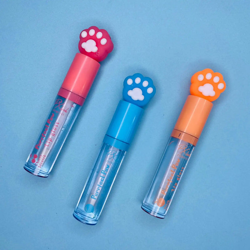 Prolux Cosmetics Purrfect Paw Best Lipgloss Lip Gloss Sky Blue peach - orange,cherry - pink,bubblegum - blue