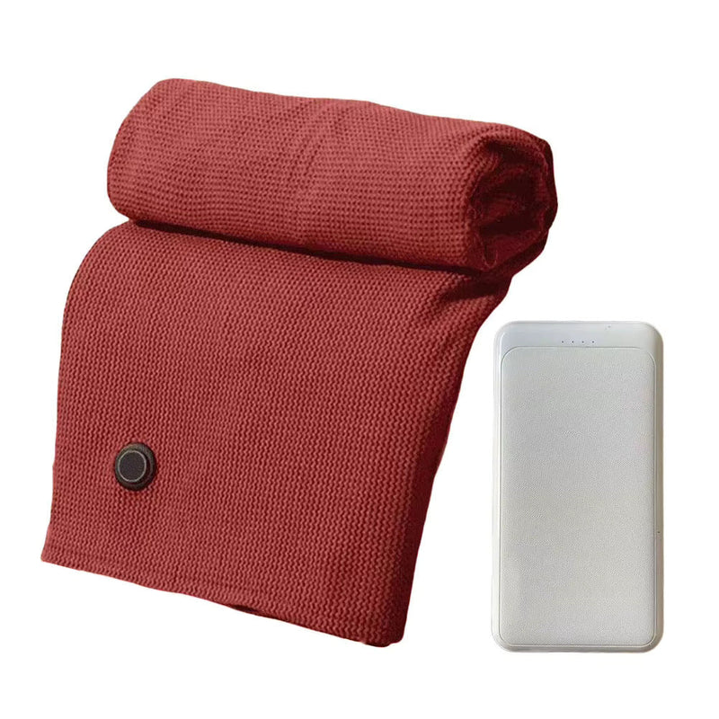 SmartPursue™ USB Electric Heated CozyGlow Heated Wrap Wearable Heated Blanket White Smoke Red and Power Bank / 150x80cm