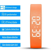 SmartPursue™ LED Digital Smart Bracelet Vibrating Alarm Clock Waterproof Clock Smart bracelet White Smoke LST5C-O
