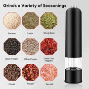 SmartPursue™ Electric Salt and Pepper Grinder Spice Grinders Light Gray black,WHITE