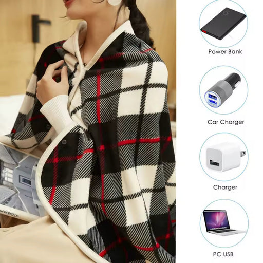 SmartPursue™ USB Electric Heated CozyGlow Heated Wrap Wearable Heated Blanket White Smoke Grey / 150x80cm,Maple Leaf Red / 150x80cm,Apricot / 150x80cm,Coffee / 150x80cm,Green / 150x80cm,Red and Power Bank / 150x80cm,Khaki & Power Bank / 150x80cm,Coffee & Power Bank / 150x80cm,Green and Power Bank / 150x80cm