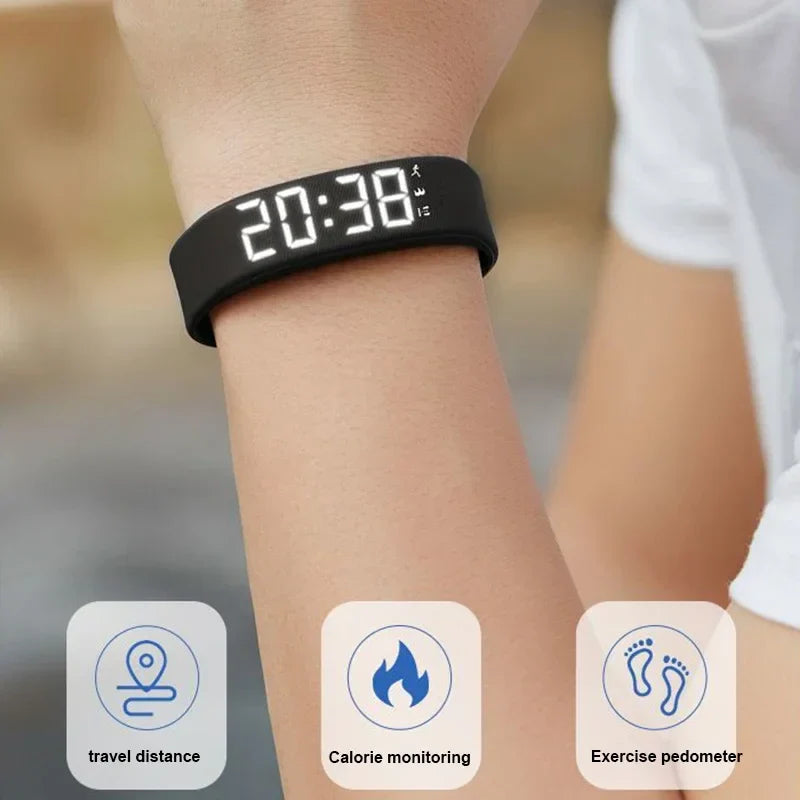 SmartPursue™ LED Digital Smart Bracelet Vibrating Alarm Clock Waterproof Clock Smart bracelet Tan LST5C-B,LST5C-P,LST5C-W,LST5C-G,LST5C-O,LST5C-D,Strap