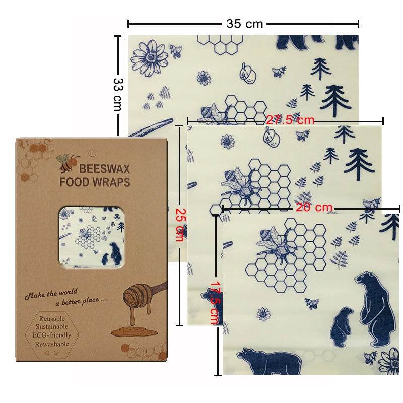 SmartPursue™ Eco-Friendly Reusable Food Wraps beeswax food wraps White Smoke 1 Set 3 sizes No.003