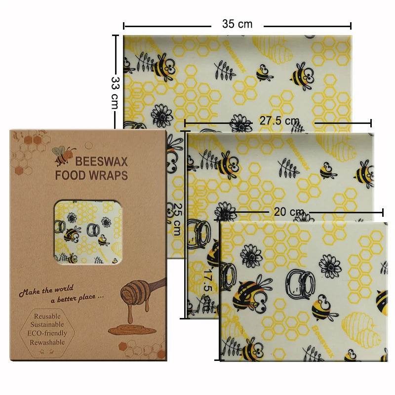 SmartPursue™ Eco-Friendly Reusable Food Wraps beeswax food wraps White Smoke 1 Set 3 sizes No.005