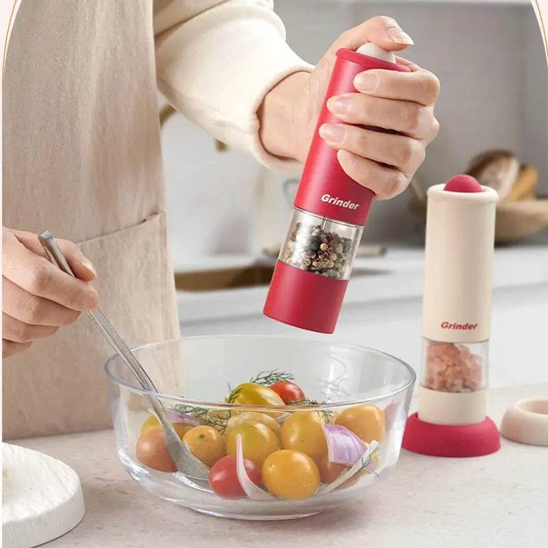 SmartPursue™ USB Rechargeable Salt and Pepper Grinder Spice Grinders Dark Gray Cream White,Red